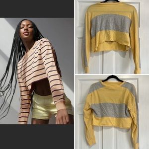 Aritzia TNA Ryer Cropped Striped Long Sleeve Top